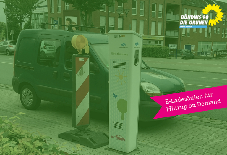 Grüne begrüßen Einrichtung von E-Ladesäule auf der Marktallee: „Hiltrup on demand kommt“ – und Ladekontakte für E-Autos